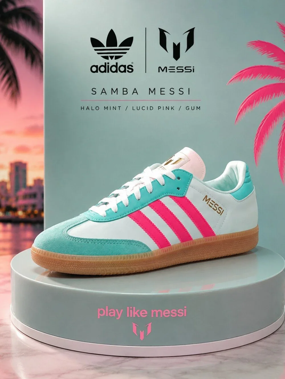 adidas Samba Messi KI8505 Halo Mint Lucid Pink Gum NEW Unisex